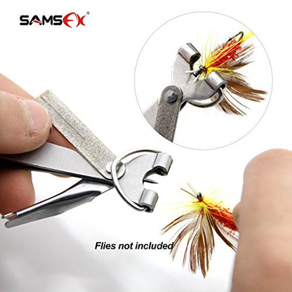 SAMSFX Fishing Knot Tying Tool, Multifunctional Fly Fshing Nippers, Quickly Tie Fishing Knots for Hooks, Lures and Flies, Fishing Clippers with Retractor - color: Silvery Knot Tool, style: Carabiner Retractor