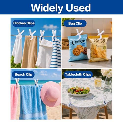 Towel Clips for Beach Chair, 10PCS Large Beach Towel Clips for Pool Cruise Boat Lounge Chair, Plastic Clothes Pins, Heavy-Duty Grip Beach Chair Chips Holder for Pool Beach Cruise Essentials Must Haves - color: White