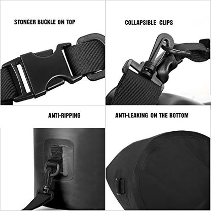 Unigear Dry Bag Waterproof, 2L/5L/10L/20L/30L/40L Floating and Lightweight Bags for Kayaking, Boating, Fishing, Swimming and Camping with Waterproof Phone Case - color: Black, size: 5L