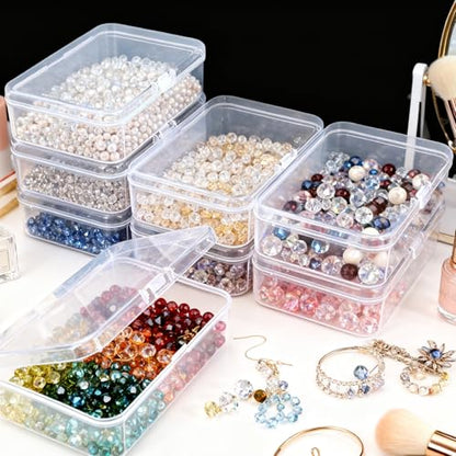 8 Pack Rectangular Clear Plastic Storage Containers | Hinged Lid, For Beads and Small Craft Items, 4.92 x 3.35 x 1.38 inch - size: 4.92 x 3.35 x 1.38 inch