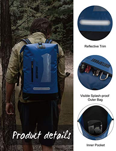 IDRYBAG Waterproof Backpack for Men 20L/30L/40L, Floating Dry Bag Kayak, Dry Backpack Hiking - color: Blue, size: 30L