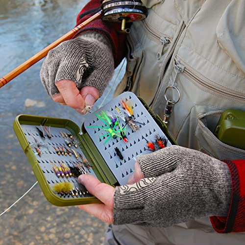 Palmyth Wool Fingerless Fishing Gloves - Warm for Men & Women: Cold Weather Fly Fishing, Ice Fishing, Photography & Hunting - color: Gray, size: Large-X-Large