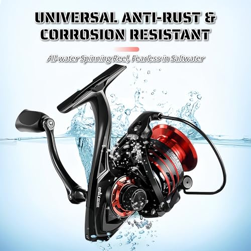 Spinning Fishing Reel – Metal Spool & Alloy Handle, Long-Cast Deep Spool Reel, Smooth Drag System, 13+1 Bearings, Adjustable Folding Handle, Freshwater & Saltwater Lure Reel - size: 6000