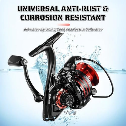 Spinning Fishing Reel – Metal Spool & Alloy Handle, Long-Cast Deep Spool Reel, Smooth Drag System, 13+1 Bearings, Adjustable Folding Handle, Freshwater & Saltwater Lure Reel - size: 2000