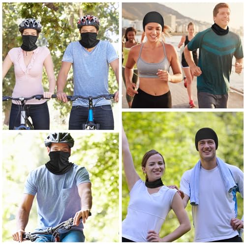 Geyoga Summer UV Protection Cooling Neck Gaiter | Sunscreen Breathable Face Scarf Bandana Mask Neck Gaiter for Outdoor Fishing Hiking Camping - color: Black