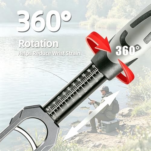 Fish Lip Gripper，Fish Gripper with Scale & Multi Fishing Pliers Set | 40LB Fish Grabber Fishing Gripper, 360° Swivel Handle, Rust Resistant Pliers, Saltwater & Freshwater Fishing