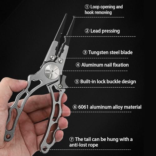 Aluminum Alloy Fishing Pliers Hook Remover LINE Cutters with Sheath and Lanyard for Fishing PE Nylon Carbon LINE (Red and Black) - color: Red and Black
