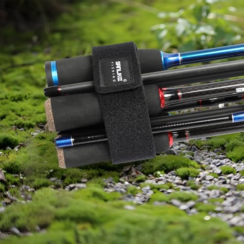 SANLIKE 9 Pcs Fishing Rod Tip Covers Set Wrap Strap Fixed Ball Saltwater | Stretchy Fishing Straps, Tackle Ties, 5 Hole Silicone Fishing Rod Fixed Ball, Protective Organizing Tools for Fishing Gear