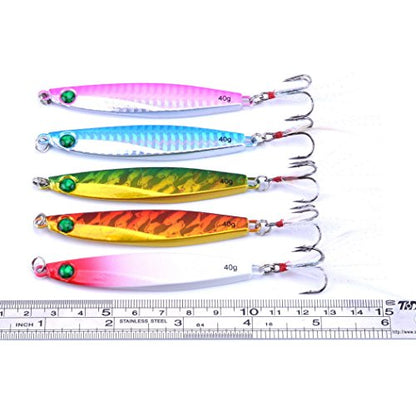 Aorace 10pcs Hard Metal Jigs Diving Sea Fishing Lures Minnow Popper Baits Tackle Crankbait Saltwater Freshwater Lures with Feather - color: 10pcs 8.7cm/40g