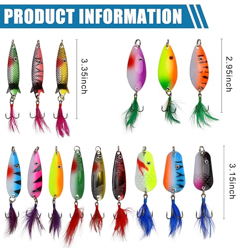 Rooster Bait Tail Fishing Lures Kit Spinner Baits Trout Lures Spoon Lures Bass Lures Hard Bait Bass Lures Crankbaits for Bass Pike Trout Salmon Crappie Walleye Fishing - color: 30pcs Fishing Lure kit