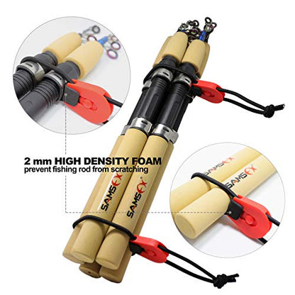 SAMSFX Fishing Rods Belt Stretchy Wrap Pole Straps Elastic Cable Ties for Casting, Spinning & Fly Rods - color: 4pcs, Red