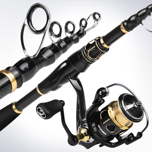 Fishing Rod and Reel Combo - Carbon Fiber Telescopic Fishing Pole with 2000 Spinning Reel Combos - Sea Saltwater Freshwater Ice Bass Fishing Tackle Set Fishing Rods Kit Fishing Poles and Reels Combo - color: Full Kit with Carrier Case, size: 7.9 ft