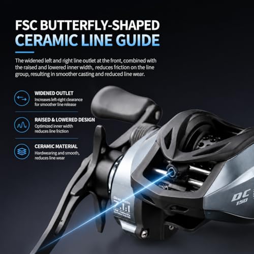 DC Baitcasting Reel, Digital Control Anti-Backlash, 7. 1:1 Gear Ratio, 6+1 Bearings, Ultralight for Bass Freshwater - color: Right Handed