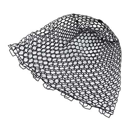 Fishing Net, Black Rubber Flexible Fishing Landing Netting Mesh Multipurpose Lightness Foldable Fishing Replacement Net for Angler Freshwater Saltwater