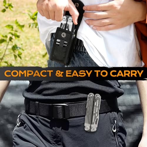 BIBURY Multitools BI2038C, 22-in-1 Stainless Steel Pocket Knife with Scissors, Foldable Self-locking EDC Multi tools Pliers with Sheath for Outdoor Hunting Survival Camping Simple Repair