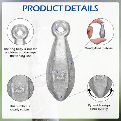 22 Pieces Fishing Weights Sinkers Kit with 1oz to 5oz Bank Sinkers for Saltwater Freshwater Fishing - Premium Fishing-Sinkers and Weights for Bass Casting