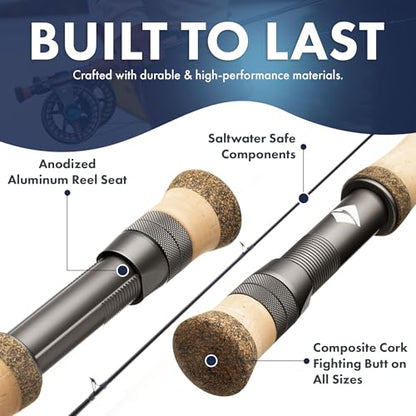 LAMSON | Liquid Max Combo Fast Action Fly Fishing Rod and Reel | Saltwater + All Water | Cordura Travel Tube & Padded Reel Case | 9 Foot 4-Piece | Fighting Butt | Fly Line Not Included - size: 8 wt
