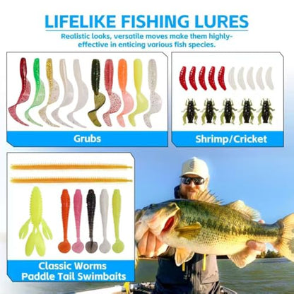 Fishing Lures,127PCS Tackle Box with Tackle Included,Crankbaits,Spoon,Hooks,Weight & Accessories,Fishing Bait Lure Gear Set,Bass,Trout Freshwater Saltwater