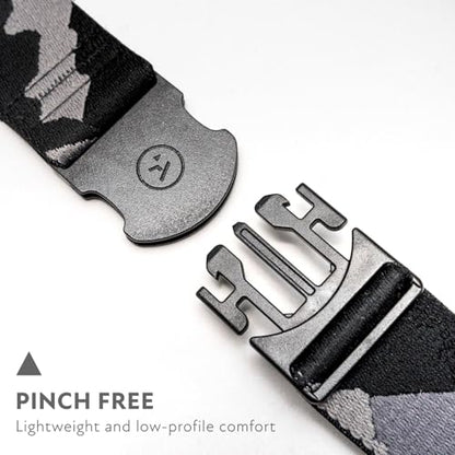 Arcade The Original Unisex Adventure Belt, Heavy Duty Elastic Webbing, Non-Metal Travel Friendly Buckle - color: Ranger Peaks Camo - Grey, size: Standard (Up to 40"); 1.5" Wide
