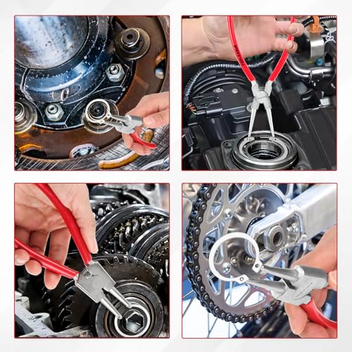 TOOLEAGUE 4 Pcs Mini Snap Ring Pliers Set, Circlip Pliers, 5 inches Internal/External Heavy Duty for Ring Remover Retaining Straight Bent Lock Ring Pliers Set - size: 5 inches (Bent/Straight, Internal/External, 4Pcs)
