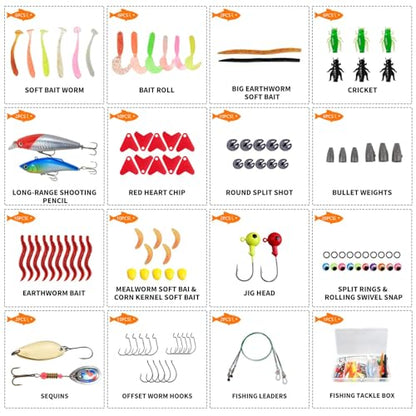 Fishing Lure Kit for Freshwater Saltwater Bass Trout Salmon – 99pcs Tackle Box with Spoons, Soft Plastics, Spinnerbaits, Crankbaits, Hooks and Fishing - color: 99pcs
