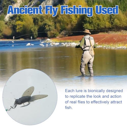 Bionic Fly Fishing Bait, Flies Fishing Lures Kit Trout Jigs Swimbaits Dry Flies Fly Fishing Lures Fish Attractant Fly Fishing Hook for Saltwater Freshwater Bass Panfish 15mm - color: Black-18pcs