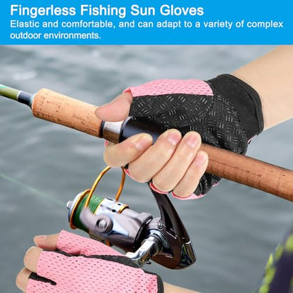 PATIKIL Fishing Gloves Breathable Fingerless Sun Protection Gloves for Men Women Rowing Kayaking Cycling - size: Medium
