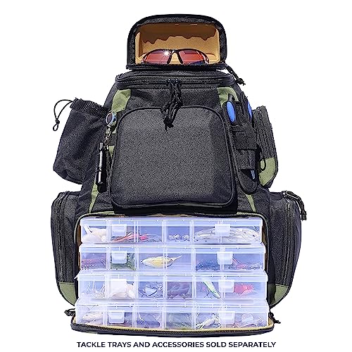 OSAGE RIVER Fishing Backpack, Fits 4 Large Tackle Boxes MOLLE Webbing Rod Holder Waterproof Cover, Includes Pliers Flashlight - color: Bag Only, size: Medium