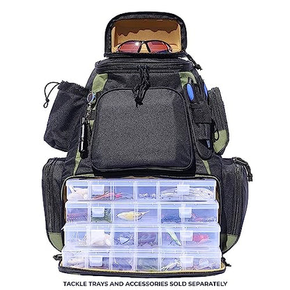 OSAGE RIVER Fishing Backpack, Fits 4 Large Tackle Boxes MOLLE Webbing Rod Holder Waterproof Cover, Includes Pliers Flashlight - color: Bag Only, size: Medium