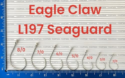 Eagle Claw Lazer Sharp L197 Circle Sea Offset Circle Hook 1/0 to 7/0 in 100 Or 50 Packs - size: 8/0 - 50 Pack