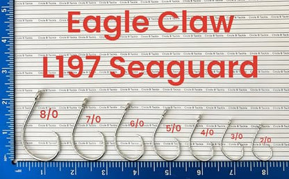 Eagle Claw Lazer Sharp L197 Circle Sea Offset Circle Hook 1/0 to 7/0 in 100 Or 50 Packs - size: 8/0 - 50 Pack