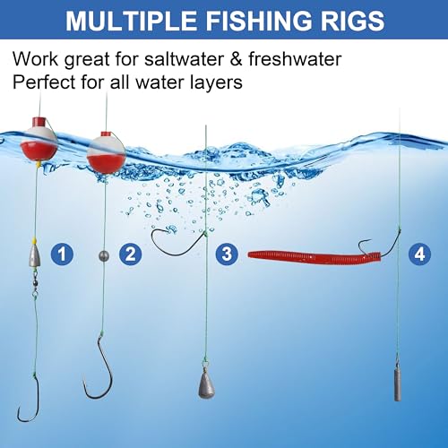 Fishing Tackle Kit Basic Fishing Bobbers Tackle Kit Included Fishing Bobbers Hooks Swivels Fishing Sinkers Weights Starter Kit for Trout Bass Catfish Panfish