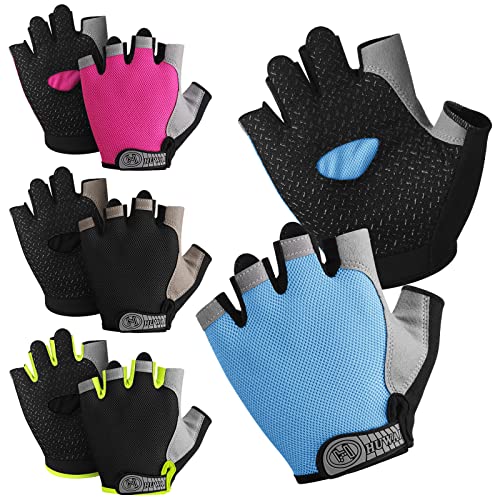 Xtinmee 4 Pairs UV Protection Fishing Gloves Half Finger Sun Rowing Gloves for Women Men Outdoor Kayaking Hiking Paddling Driving Canoeing Sailing, 4 Styles, XL