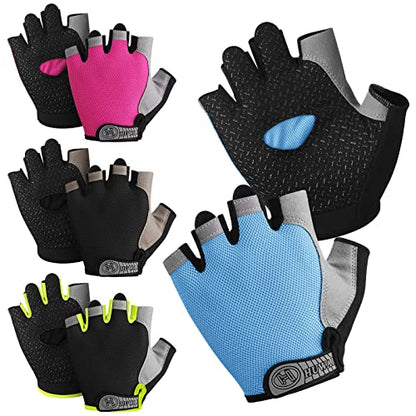 Xtinmee 4 Pairs UV Protection Fishing Gloves Half Finger Sun Rowing Gloves for Women Men Outdoor Kayaking Hiking Paddling Driving Canoeing Sailing, 4 Styles, XL