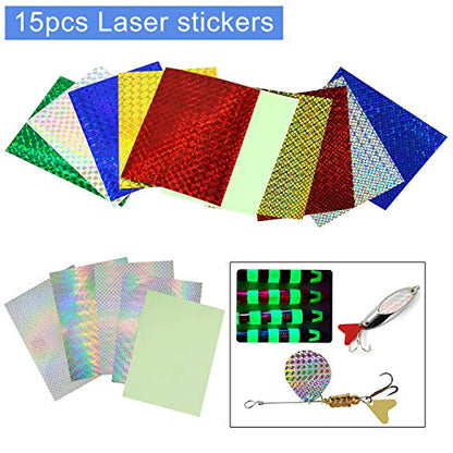 Unpainted Fishing Lures Making Kit DIY Crankbaits Minnow Kit - 321/355pcs Blank Hard Bait Lure Set Include Pliers Treble Hook Split Rings Lure Eyes Stickers Making Supplies Make Your Own Fishing Lures - color: 321pcs