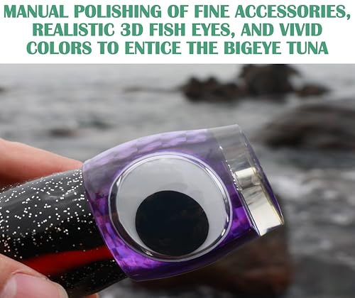 13.4Inch Fishing Trolling Lures Saltwater Trolling Skirted Lures Offshore Big Game Artificial Fishbait for Tuna Marlin Deep Sea Octopus Squid Skirts Rigged Hooks - color: colourA kit