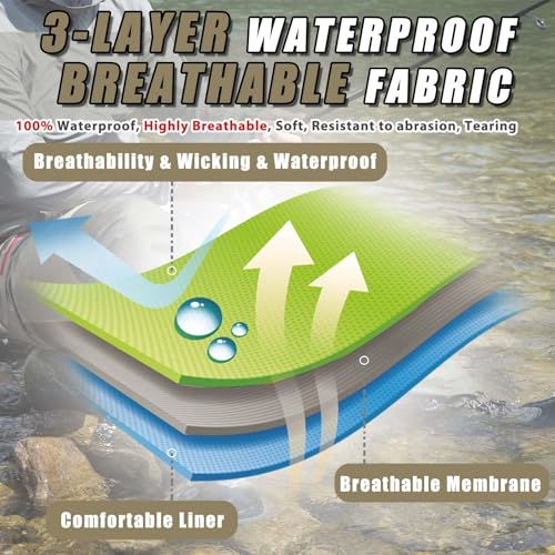 Waist Wader Pants for Men and Women, 3-Ply Breathable Waterproof Fishing Waders with Pockets and Durable Stockingfoot - size: X-Large
