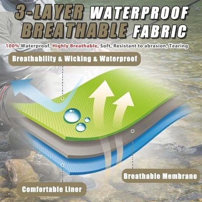 Waist Wader Pants for Men and Women, 3-Ply Breathable Waterproof Fishing Waders with Pockets and Durable Stockingfoot - size: X-Large