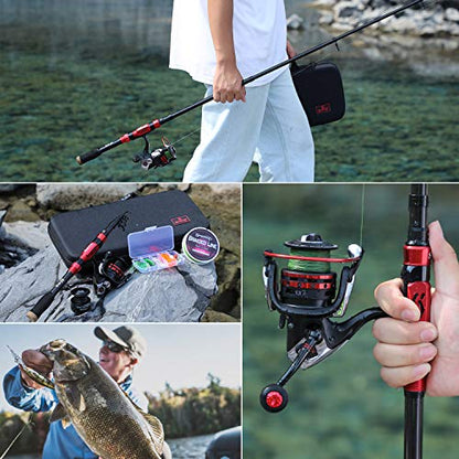 Sougayilang Telescopic Fishing Pole with Spinning Reel Portable Fishing Rod Reel Combos