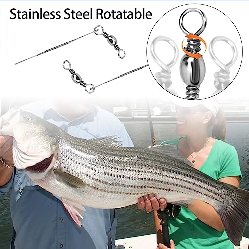 Saltwater Steel Circle Hook Rigs,Octopus Offset Fishing Hooks Leader Wire for Catfish Bass - size: 7/0-24pcs