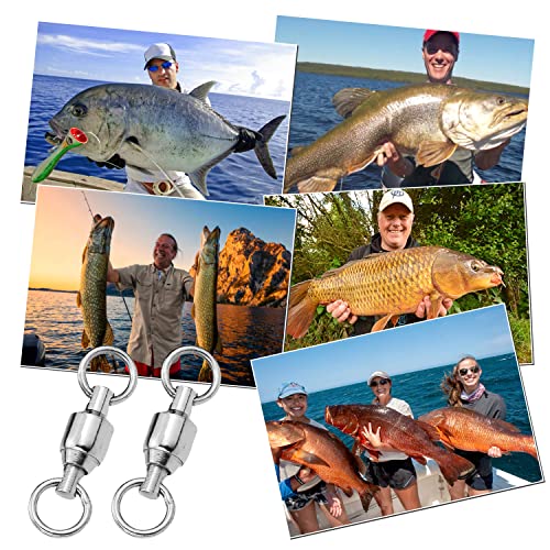 50 Pack Fishing Ball Bearing Swivels, Fishing Tackle Heavy Duty Black Nickel Terminal Tackle Barrel Swivels Leader Lures Connector Stainless Swivels Fishing Tackle - color: Black