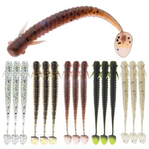 50 Pcs Soft Plastic Fishing Lures, 2.75"/3.15" Paddle Tail Minnow Shad Worms Swimbaits for Bass Fishing Texas Rigs Trout Crawfish Fishing for Saltwater Freshwater - color: Swimmbaits 50pcs