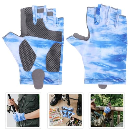 Fishing Gloves Upf50+ Sun Protection Non-Slip Durable Breathable Half-Finger Gloves for Men Outdoor Cooling Anti-Abrasion Size M