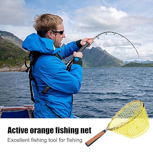 Trout Net Fine Mesh Handle Catch-Release | Fishing Landing Net for Lake River Trout Fishing - size: Cork handle fishing net