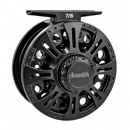 Aventik HVCE Graphite Fly Reel Center Drag System Classic III Graphite Large Arbor Sizes 3/4, 5/6, 7/8 Fly Fishing Reels - size: 7/8, style: Only Reel