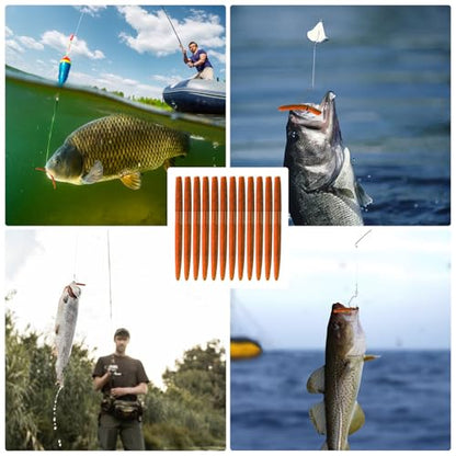 Senko Bait Soft Plastic Lures 5" Senkos 24 Pcs/100pcs for Wacky Rig Freshwater Fishing Green Pumpkin senko with Black Flake Pink Watermelon Double Color - style: Green Pumpkin Orange Red Flake