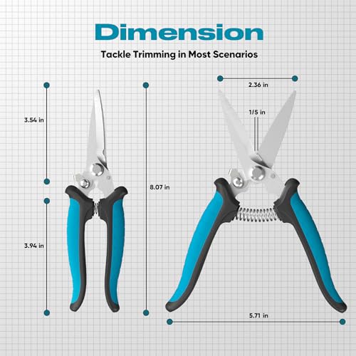GARTOL 8" Heavy Duty Scissors & Tin Snips - All Purpose Utility Shears with Wire Cutter Notch | Cut Sheet Metal, Cable, Insulation, Carpet, Leather | Ergonomic Electrician Tools with Safety Lock - style: HC120