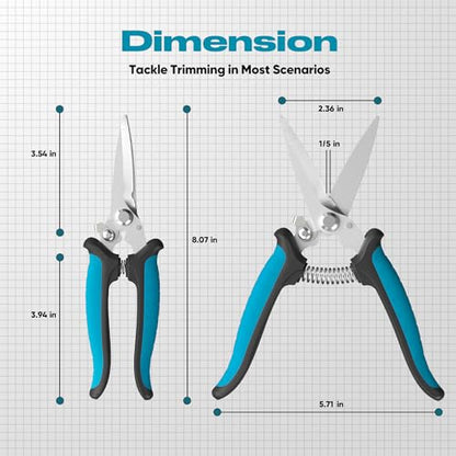 GARTOL 8" Heavy Duty Scissors & Tin Snips - All Purpose Utility Shears with Wire Cutter Notch | Cut Sheet Metal, Cable, Insulation, Carpet, Leather | Ergonomic Electrician Tools with Safety Lock - style: HC120