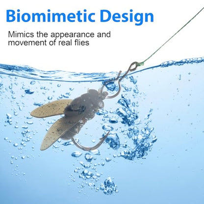 Bionic Fly Fishing Bait, Flies Fishing Lures Kit Trout Jigs Swimbaits Dry Flies Fly Fishing Lures Fish Attractant Fly Fishing Hook for Saltwater Freshwater Bass Panfish 15mm - color: Black-18pcs