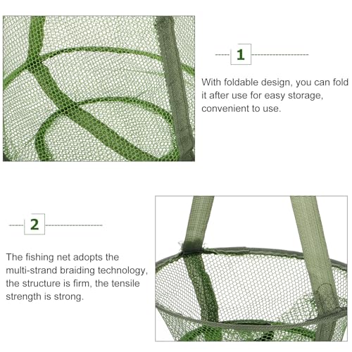 GANAZONO Foldable Fishing Basket Net 3-Layer Mesh Small Collapsible Fish Keeper Net Portable Shrimp Bait Pen for Freshwater Saltwater Fishing Trips
